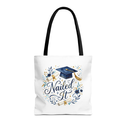 Graduation Tote Bag "Nailed It" – Cap & Diploma Celebration Tote