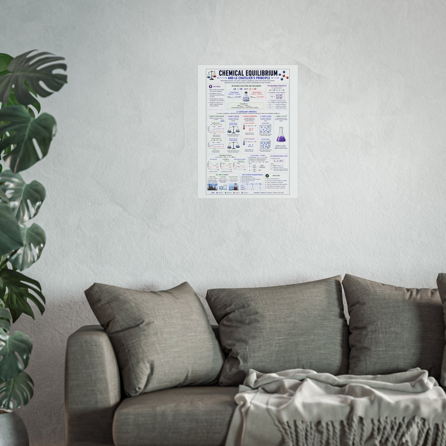Chemical Equilibrium Educational Poster — Le Chatelier’s Principle Fine Art Print