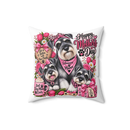 Happy Mother’s Day Schnauzer Pillow – Best Dog Mom Decorative Throw Pillow