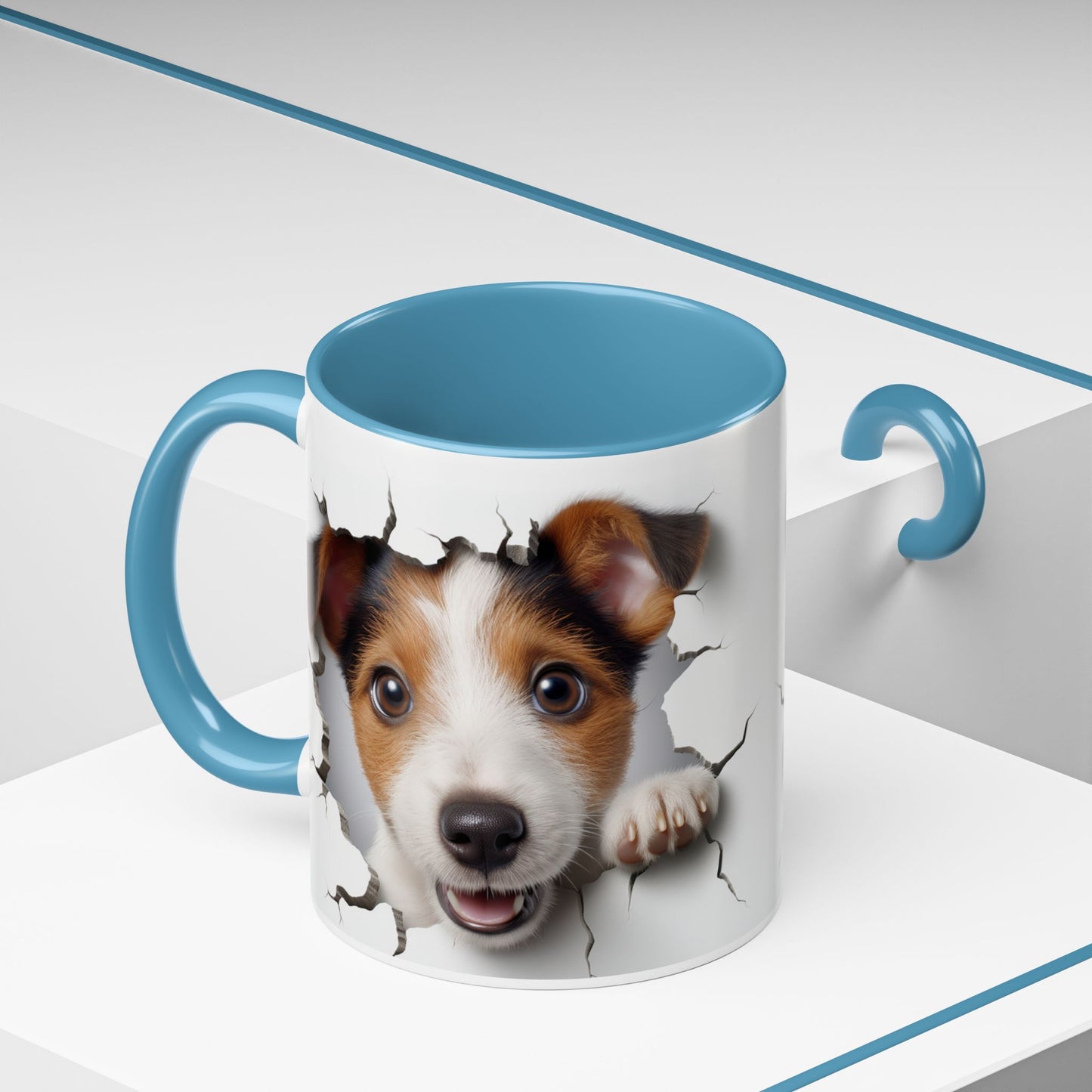 Jack Russell Puppy Peek Accent Coffee Mug – Cute Dog Rupture Design (11/15oz)