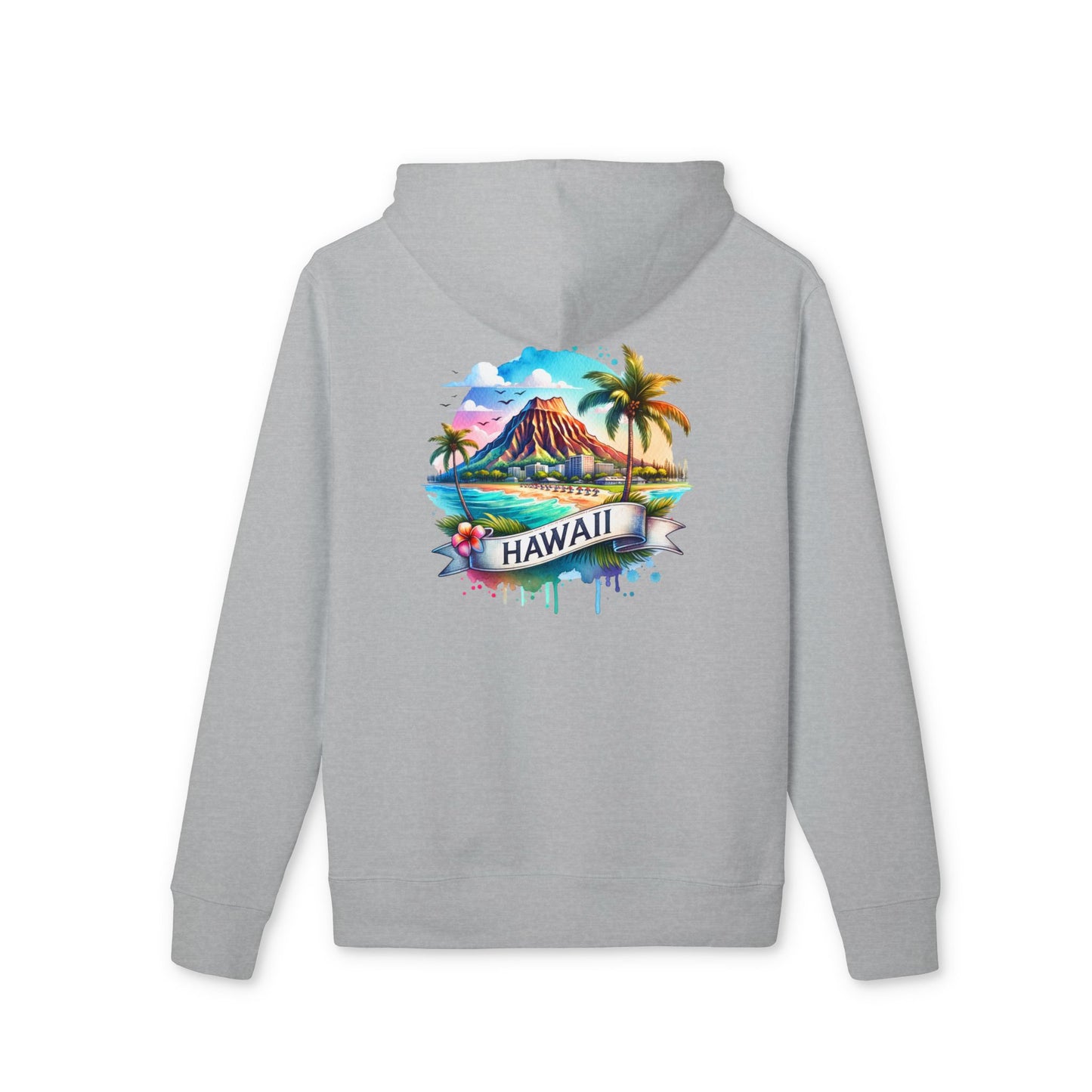 Hawaii Watercolor Hoodie — Tropical Island Palm Beach Pullover