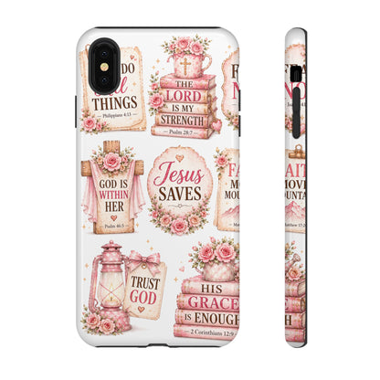 Faith Phone Case — 'Jesus Saves' Floral Christian Scripture iPhone Case