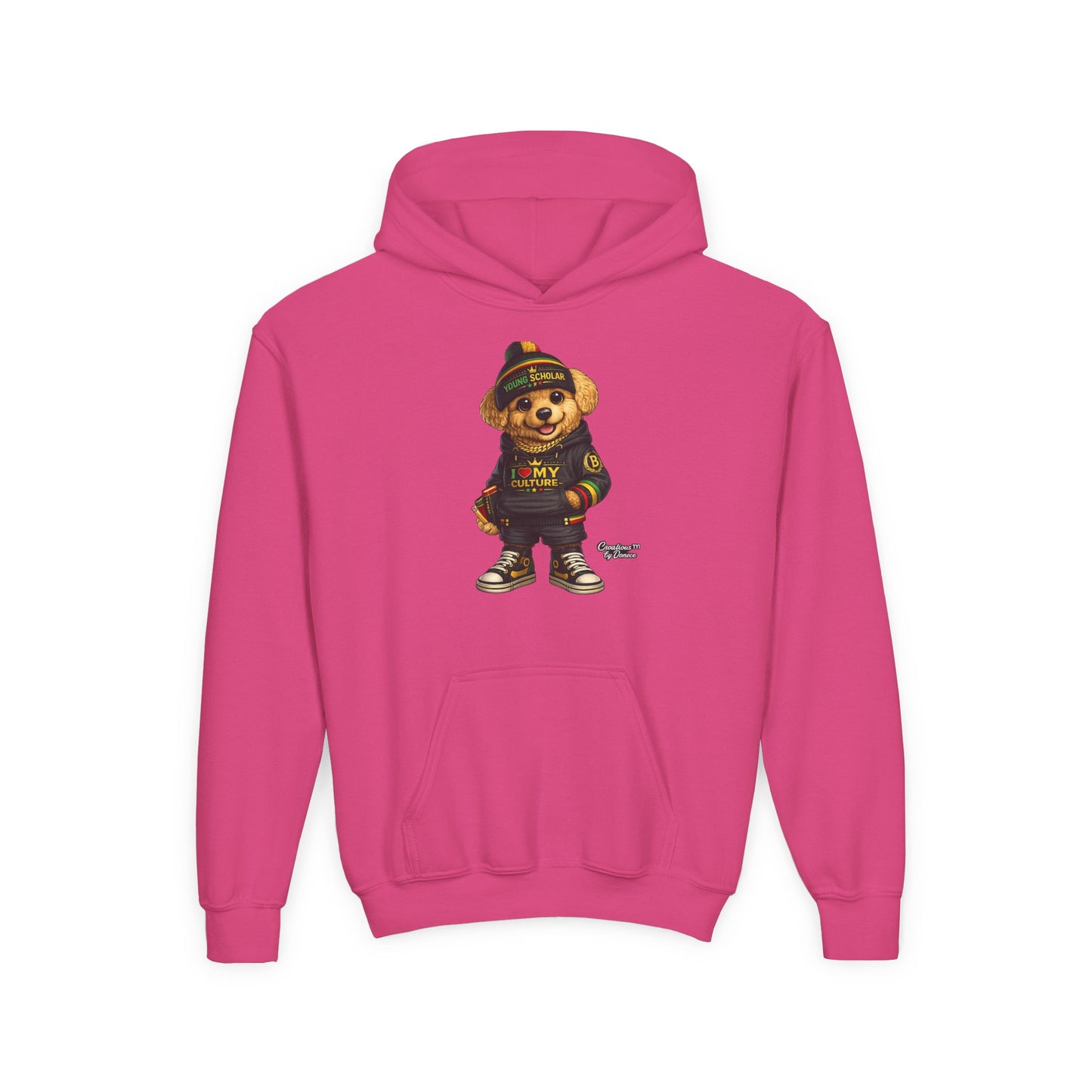 Kids Teddy Bear Hoodie — 'I Love My Culture' Streetwear Youth Sweatshirt