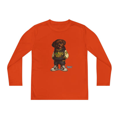 Youth Long Sleeve Tee — 'Lil Black Lab' Cute Puppy Graphic Shirt