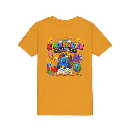 Kindergarten Kids T‑Shirt — 'Kindergarten: This Is Where the Fun Begins' Colorful Back-to-School Tee