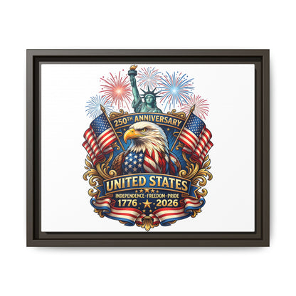 United States 250th Anniversary Framed Canvas — "1776-2026" Patriotic Eagle & Statue of Liberty Print