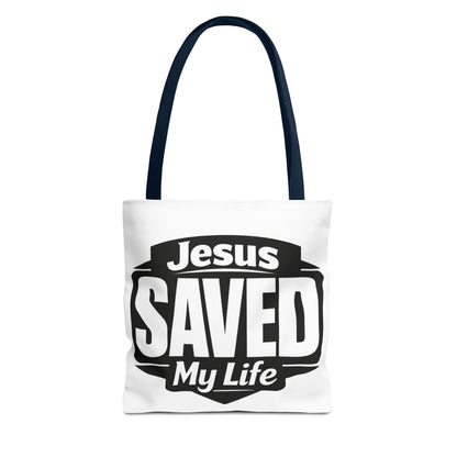 Jesus Saved My Life Tote Bag — Christian Faith Inspirational Carryall