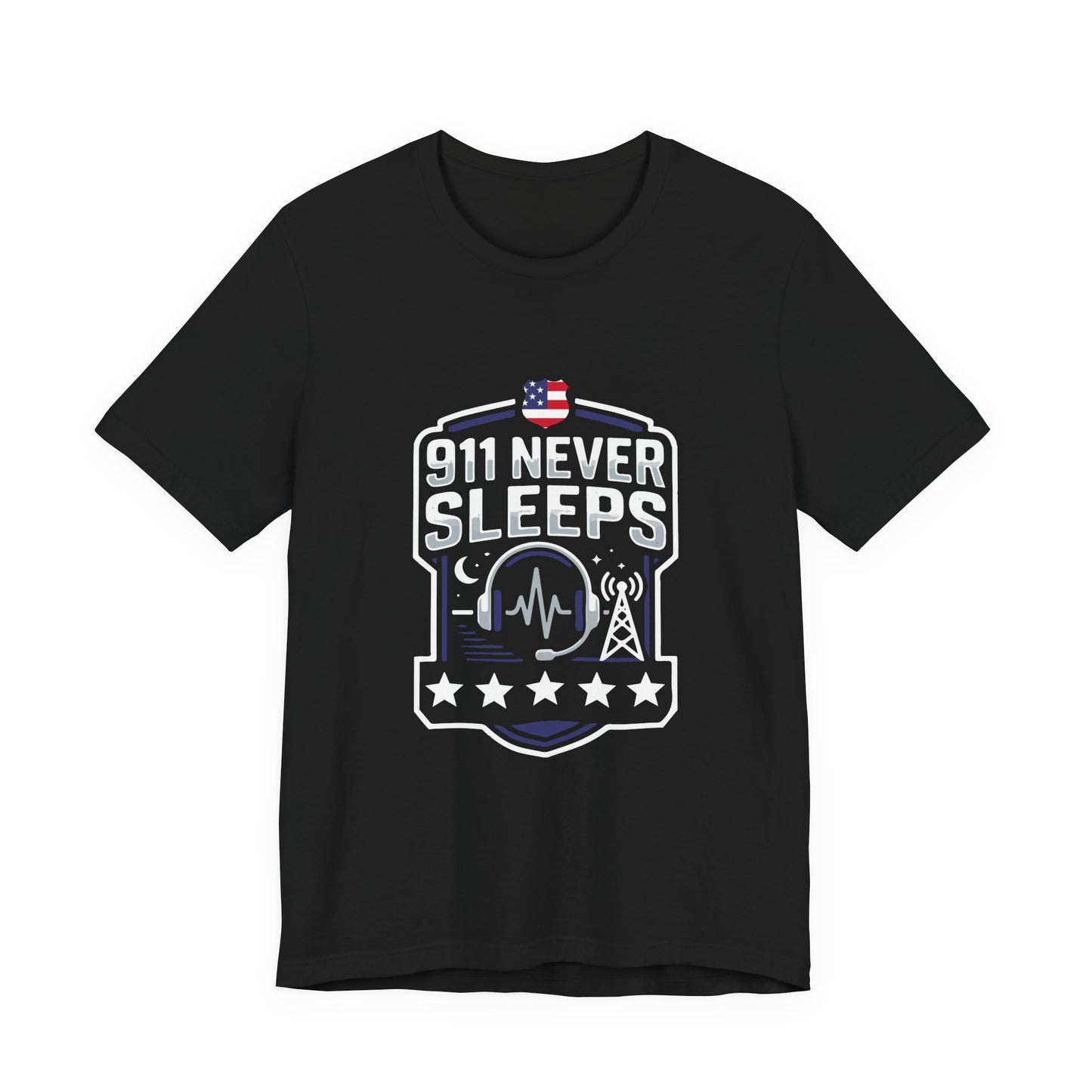 911 Never Sleeps Tee — Emergency Dispatcher / First Responder Tribute Shirt
