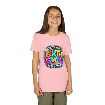 Youth Tee — "Watch Out Sixth Grade Here I Come" Back-to-School Graphic Shirt