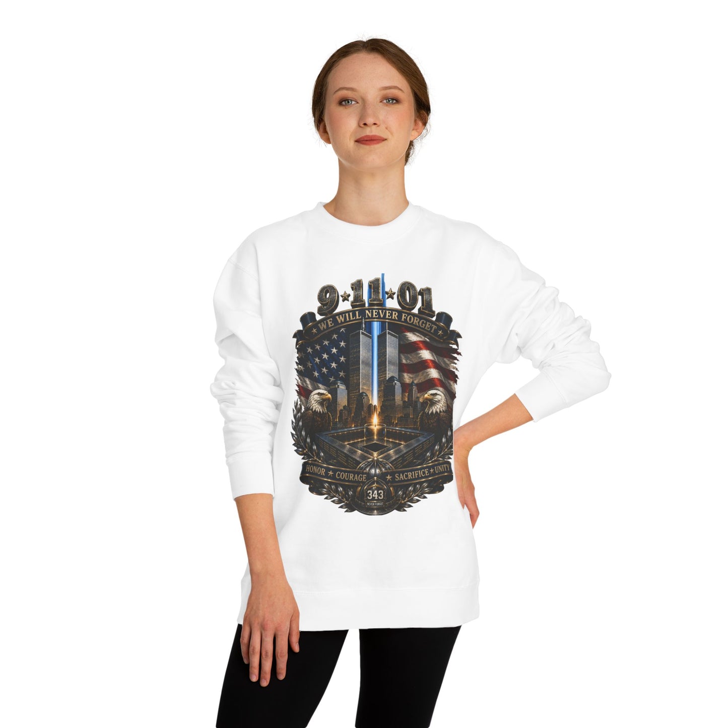9/11 Memorial Sweatshirt — "We Will Never Forget" Tribute Crewneck