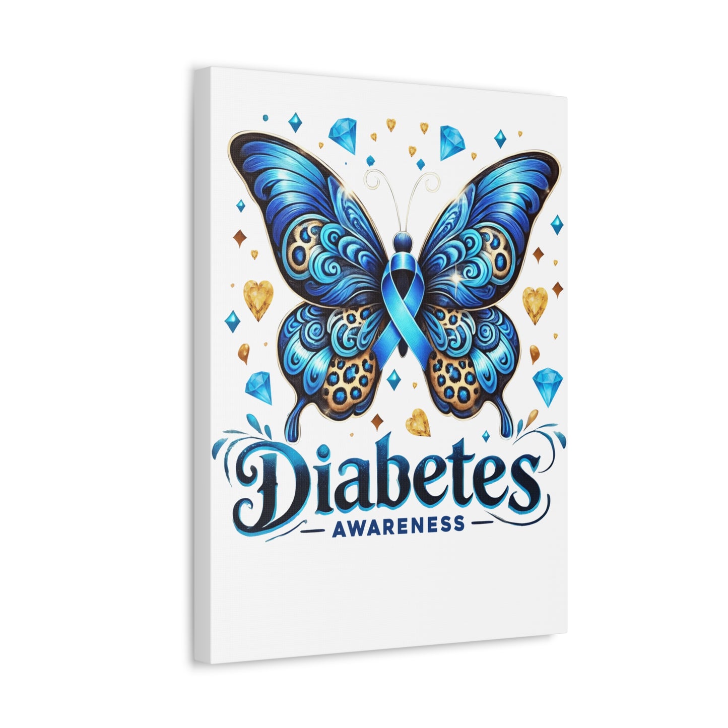 Diabetes Awareness Butterfly Stretched Canvas