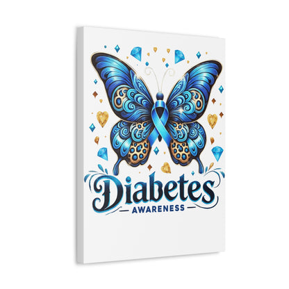 Diabetes Awareness Butterfly Stretched Canvas