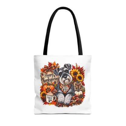Thanksgiving Schnauzer Tote Bag — Happy Thanksgiving Fall Harvest Design