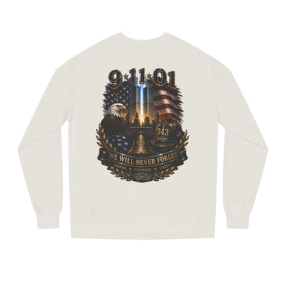 9/11 Remembrance Crewneck Sweatshirt — We Will Never Forget Memorial Tee