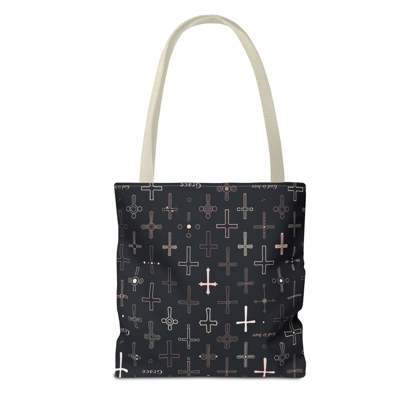 Cross Pattern Tote Bag — Faith & Grace Religious All-Over Print Tote