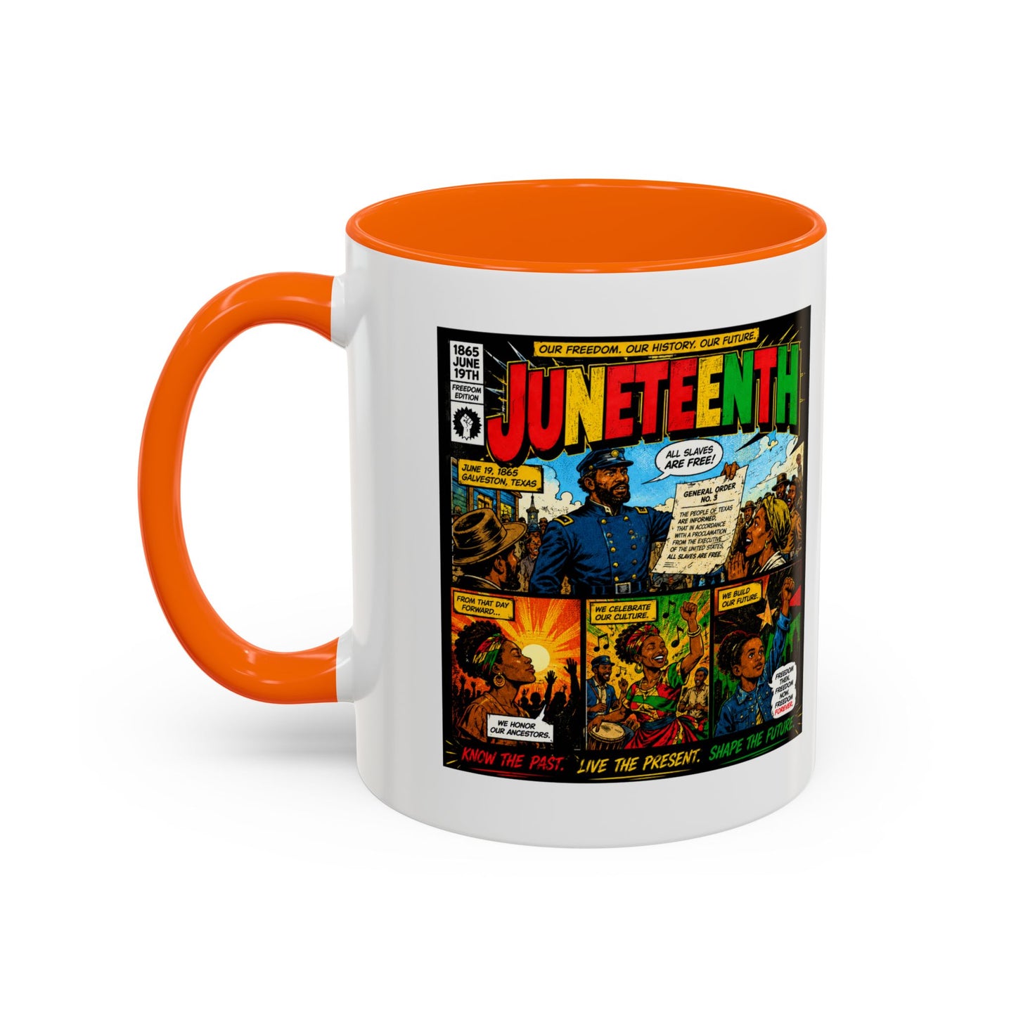 Juneteenth Comic Art Coffee Mug — Celebratory Black History Accent Mug