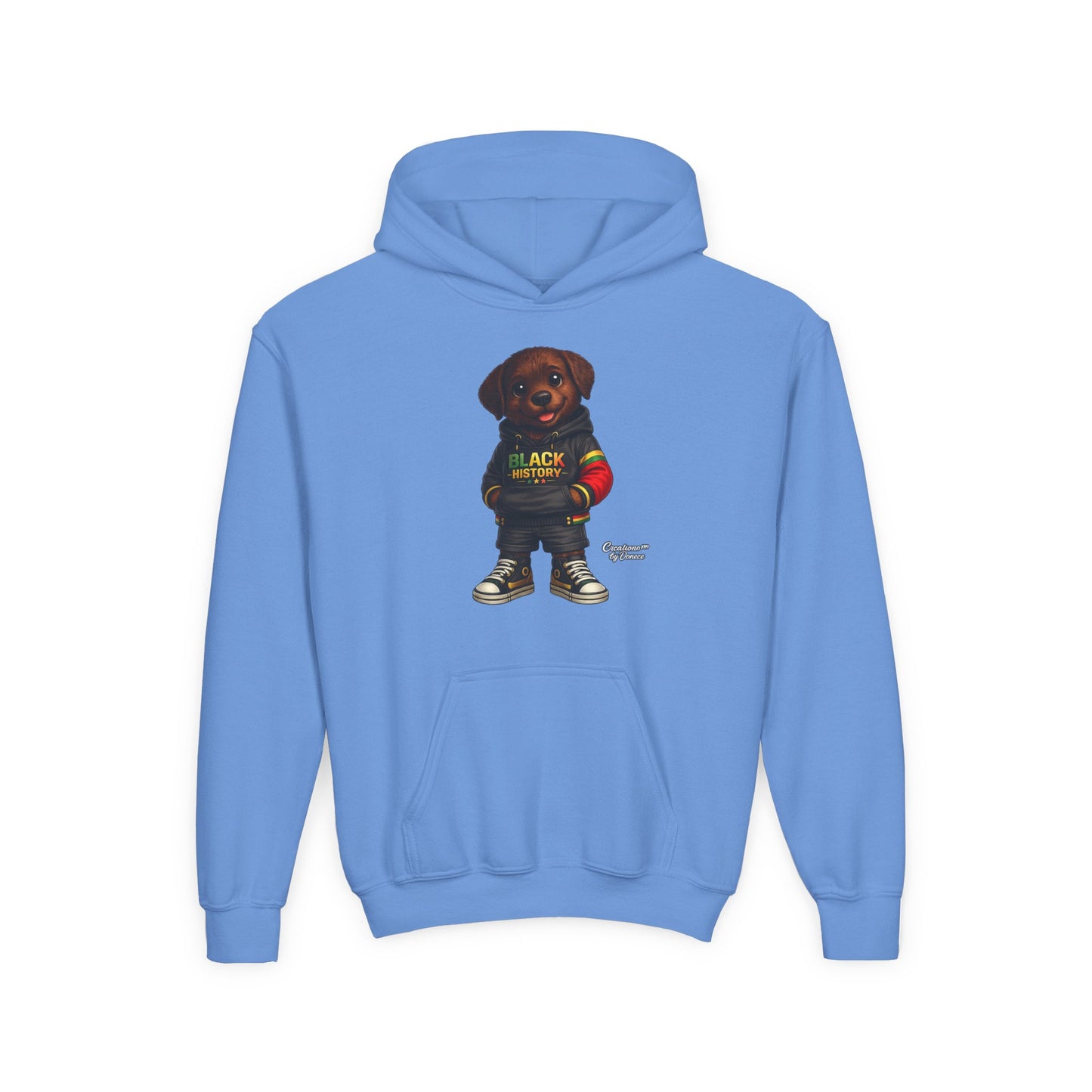 Youth Hoodie - Cute Rottweiler Puppy 'Black History' Graphic Sweatshirt for Kids
