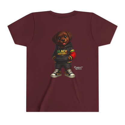 Youth Tee — Cute Puppy 'Black History' Graphic Shirt