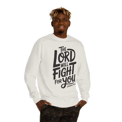Sweatshirt — “The Lord Will Fight For You” Faith Crewneck (Exodus 14:14)