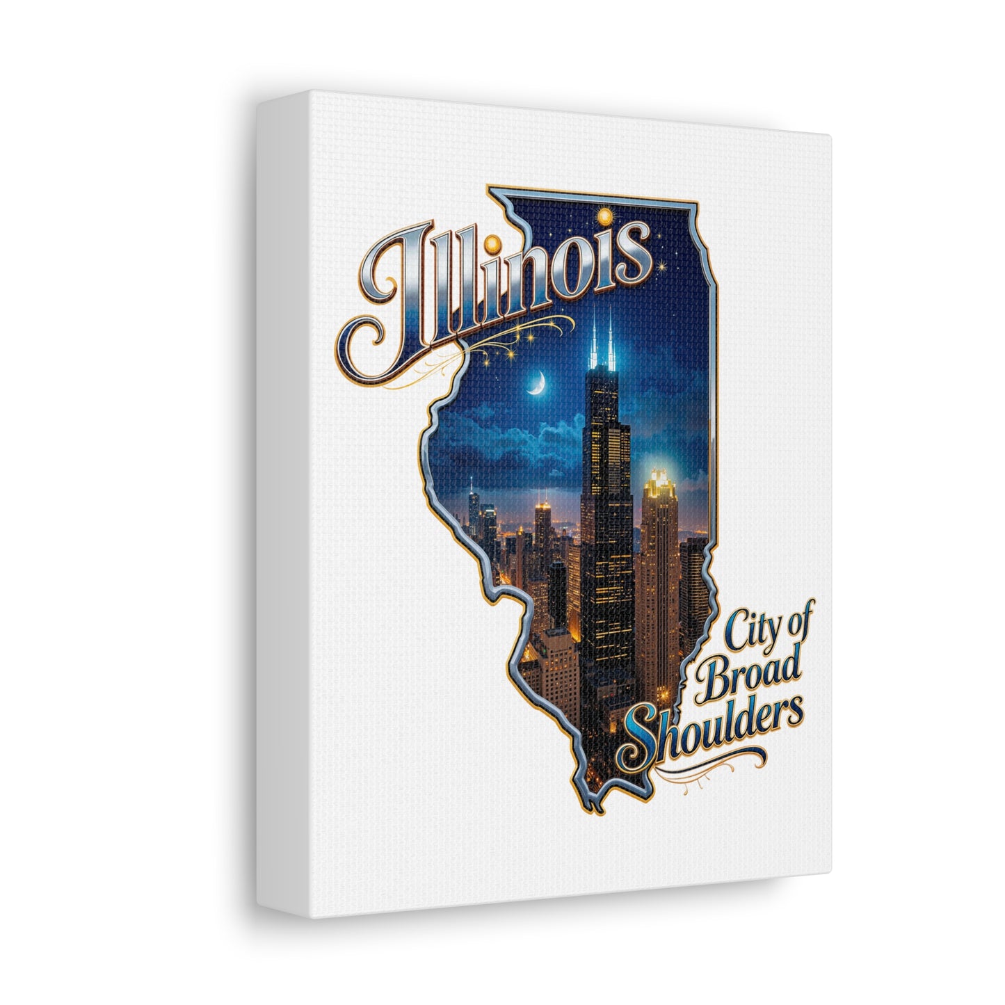 Illinois Canvas Wall Art — "City of Broad Shoulders" Chicago Skyline Stretched Canvas