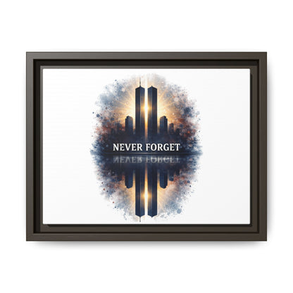 Never Forget Twin Towers Framed Canvas Print