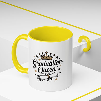 Graduation Queen Accent Coffee Mug — 11/15oz Ceramic Gift with Crown & Diploma Design