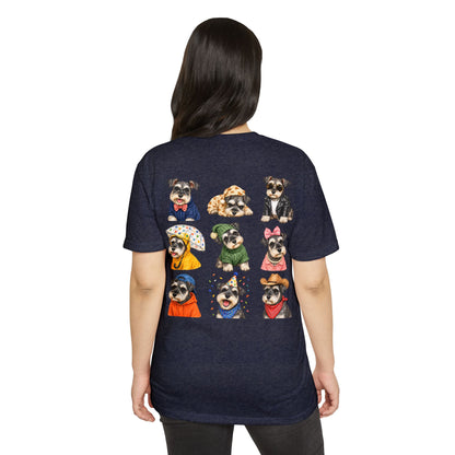Schnauzer Crew Portrait T‑Shirt — Cute Dogs in Costumes Tee