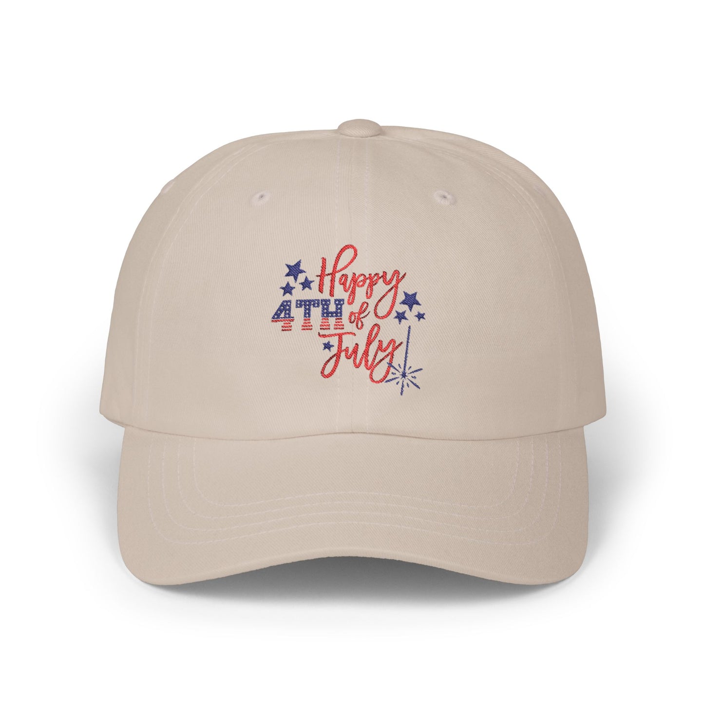 Dad Cap — “Happy 4th of July” Patriotic Embroidered Baseball Hat
