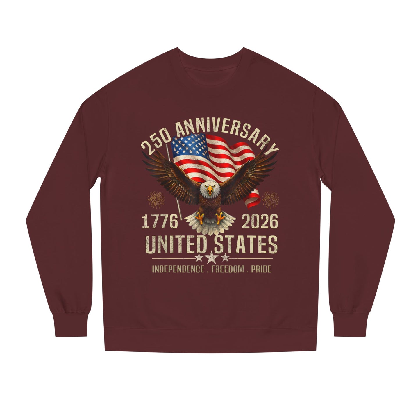 250th United States Anniversary Sweatshirt – American Flag & Bald Eagle (1776–2026)