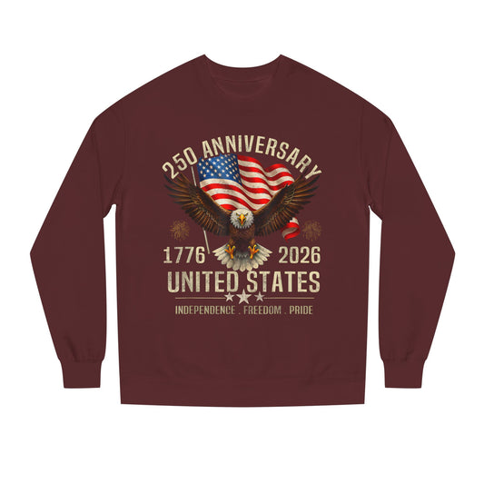 250th United States Anniversary Sweatshirt – American Flag & Bald Eagle (1776–2026)