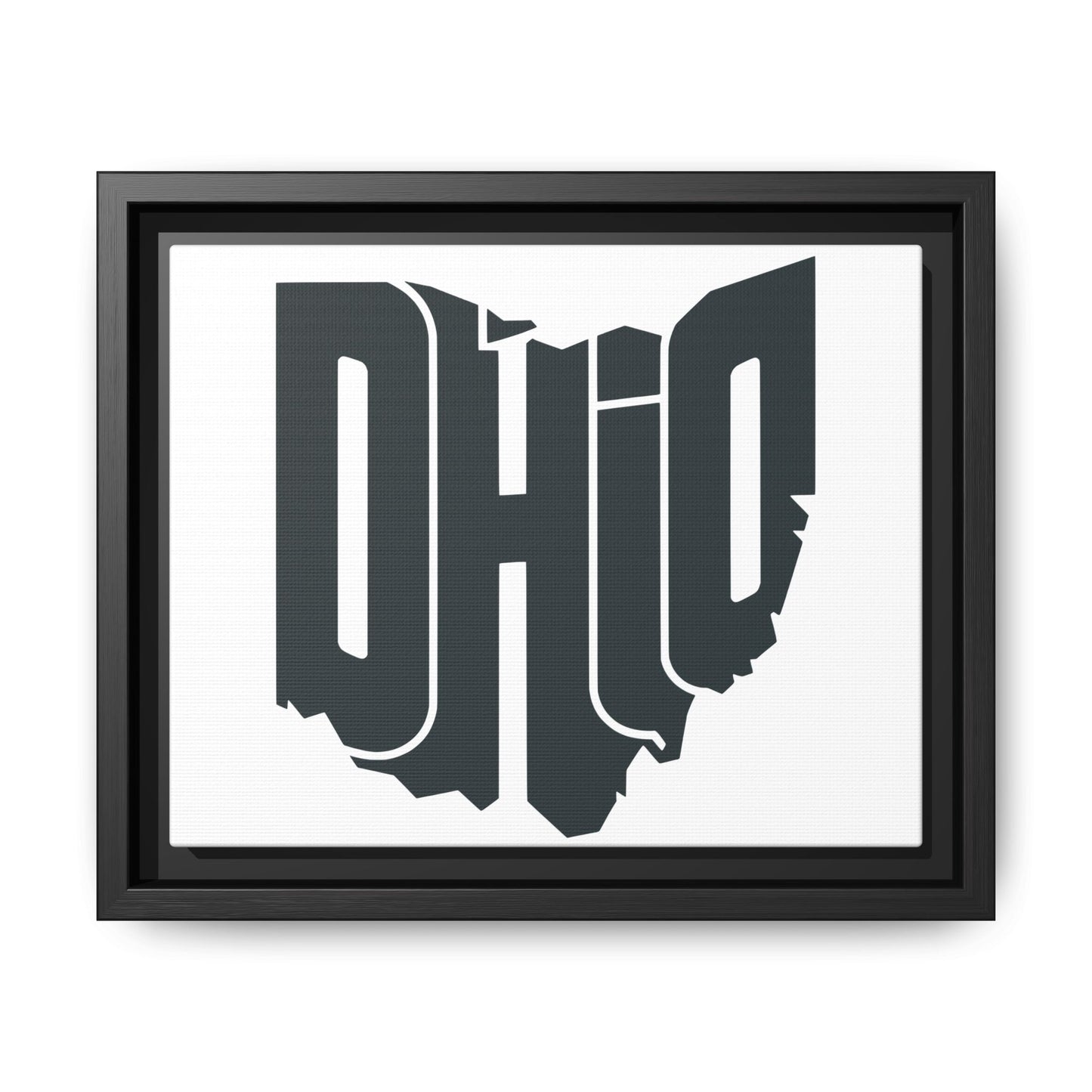 Ohio State Shape Matte Canvas Wall Art — Framed Modern State Typography Print