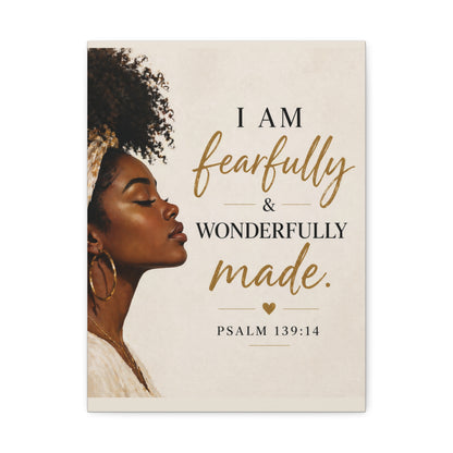 Canvas Wall Art — "I Am Fearfully & Wonderfully Made" Psalm 139:14 Inspirational Portrait