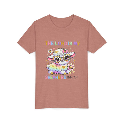 Youth Tee — 'The Lord Is My Shepherd' Rainbow Lamb Christian Kids T‑Shirt