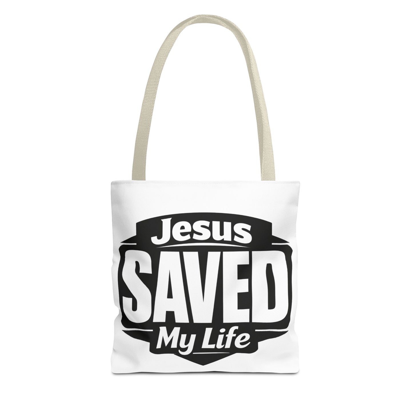 Jesus Saved My Life Tote Bag — Christian Faith Inspirational Carryall
