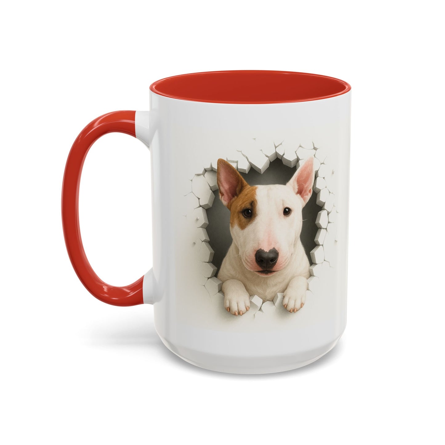 Bull Terrier Coffee Mug — Cute Dog Peeking Accent Mug (11/15oz)