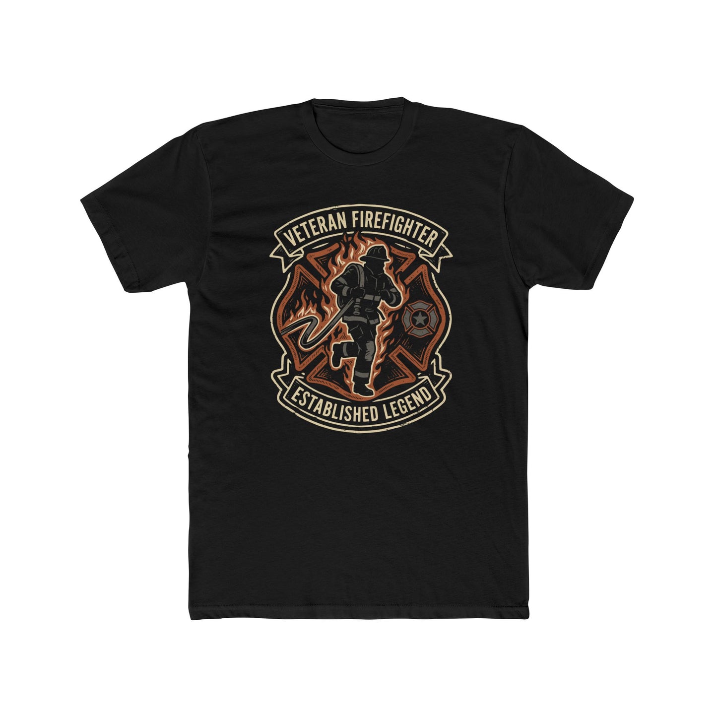 Veteran Firefighter Tee — "Established Legend" Graphic Crew Shirt