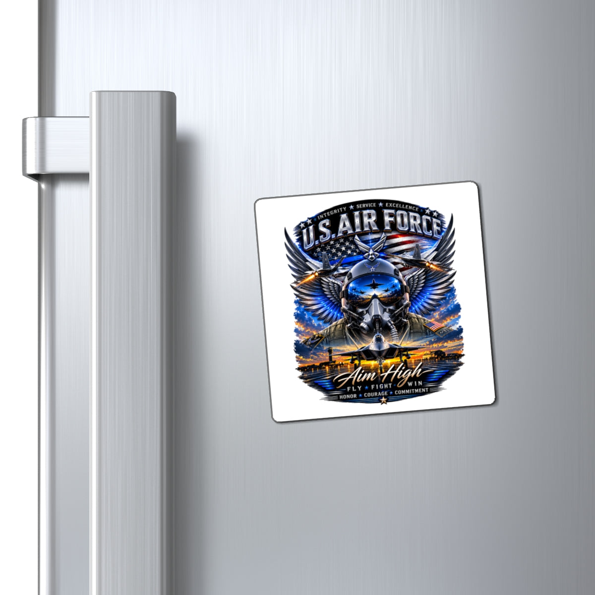 U.S. Air Force "Aim High" Magnet – Military Pilot Helmet & Wings Refrigerator Magnet