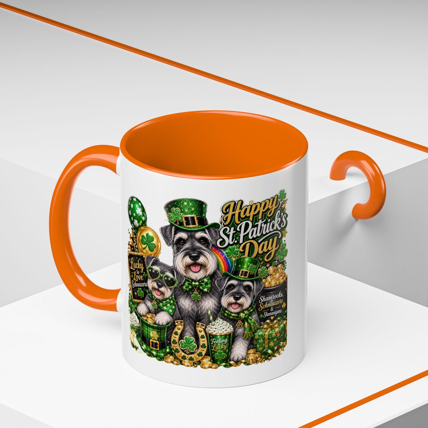 St. Patrick’s Day Dog Coffee Mug — Happy St. Patrick’s Day Accent Mug (11/15oz)