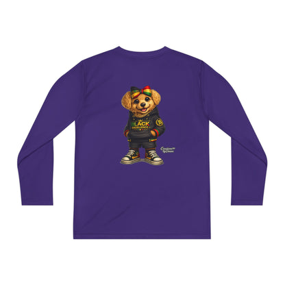 Youth Long Sleeve Tee — Trendy Bear Graphic "Black Excellence"