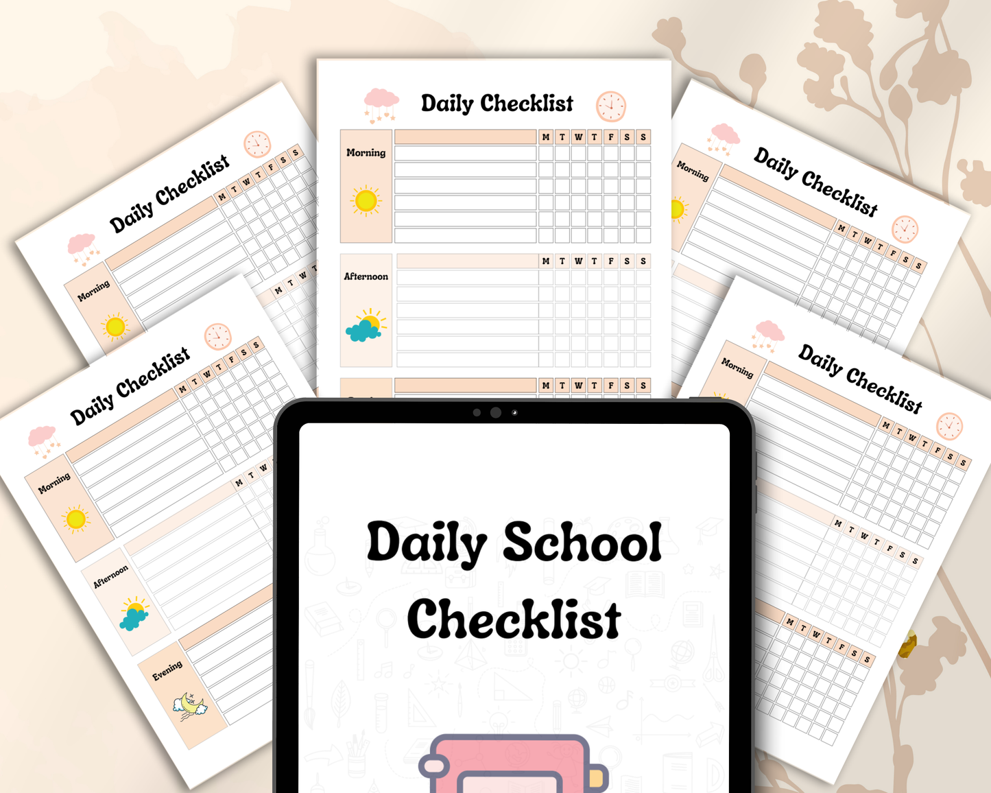Daily School Checklist for Kids | Printable Morning & Homework Routine Planner  📝