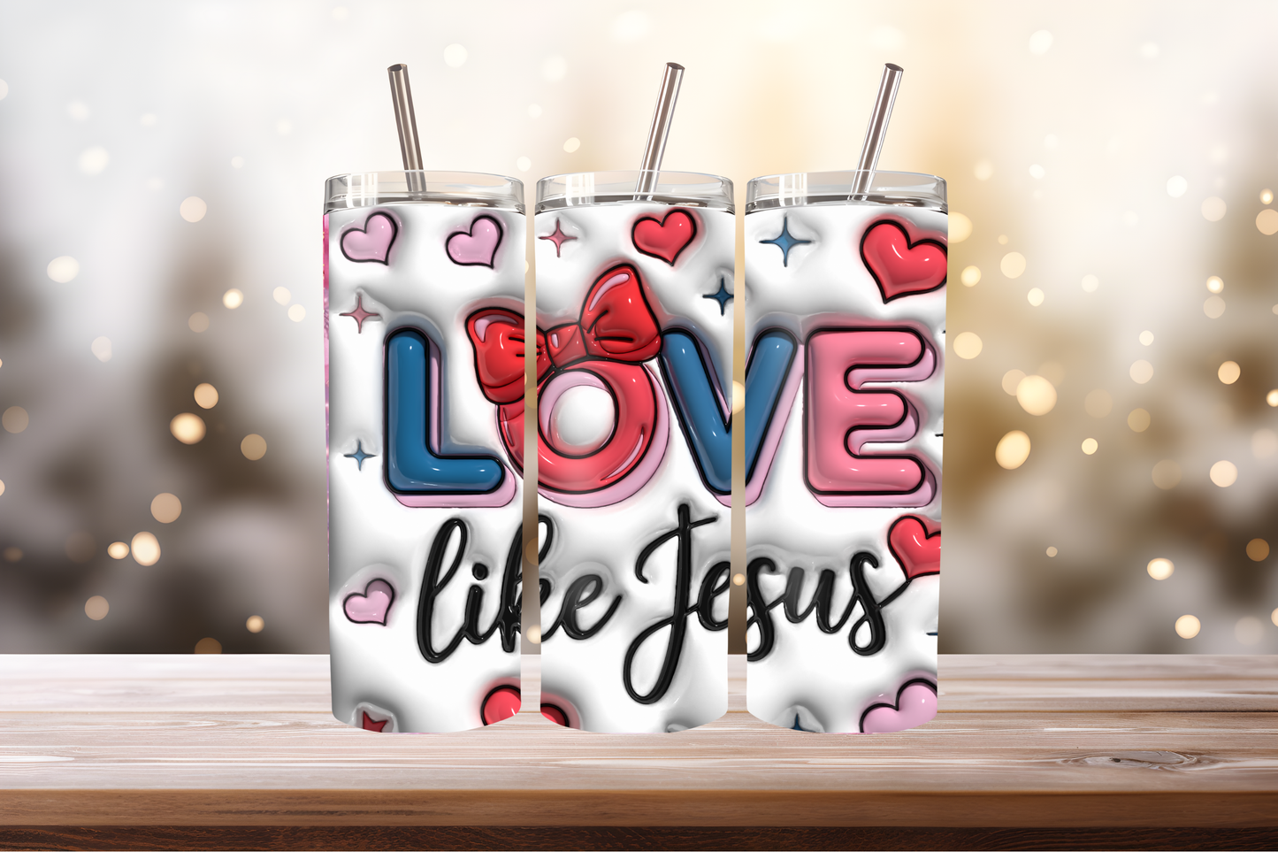 Love Like Jesus Tumbler Wrap PNG | Faith-Based Inspirational Design, 20oz Skinny Tumbler Sublimation, Christian Quote Wrap