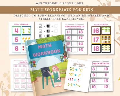 Math Workbook for Kids | Printable Math Worksheets for Addition, Subtraction & Early Learning Practice