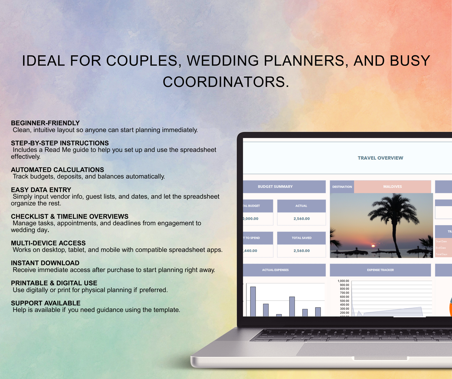 Wedding Planner Spreadsheet | Budget & Checklist Google Sheets Wedding Planning Tool