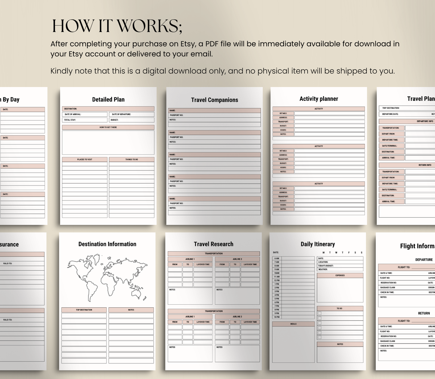 Digital Travel Planner | Editable Trip & Vacation Organizer