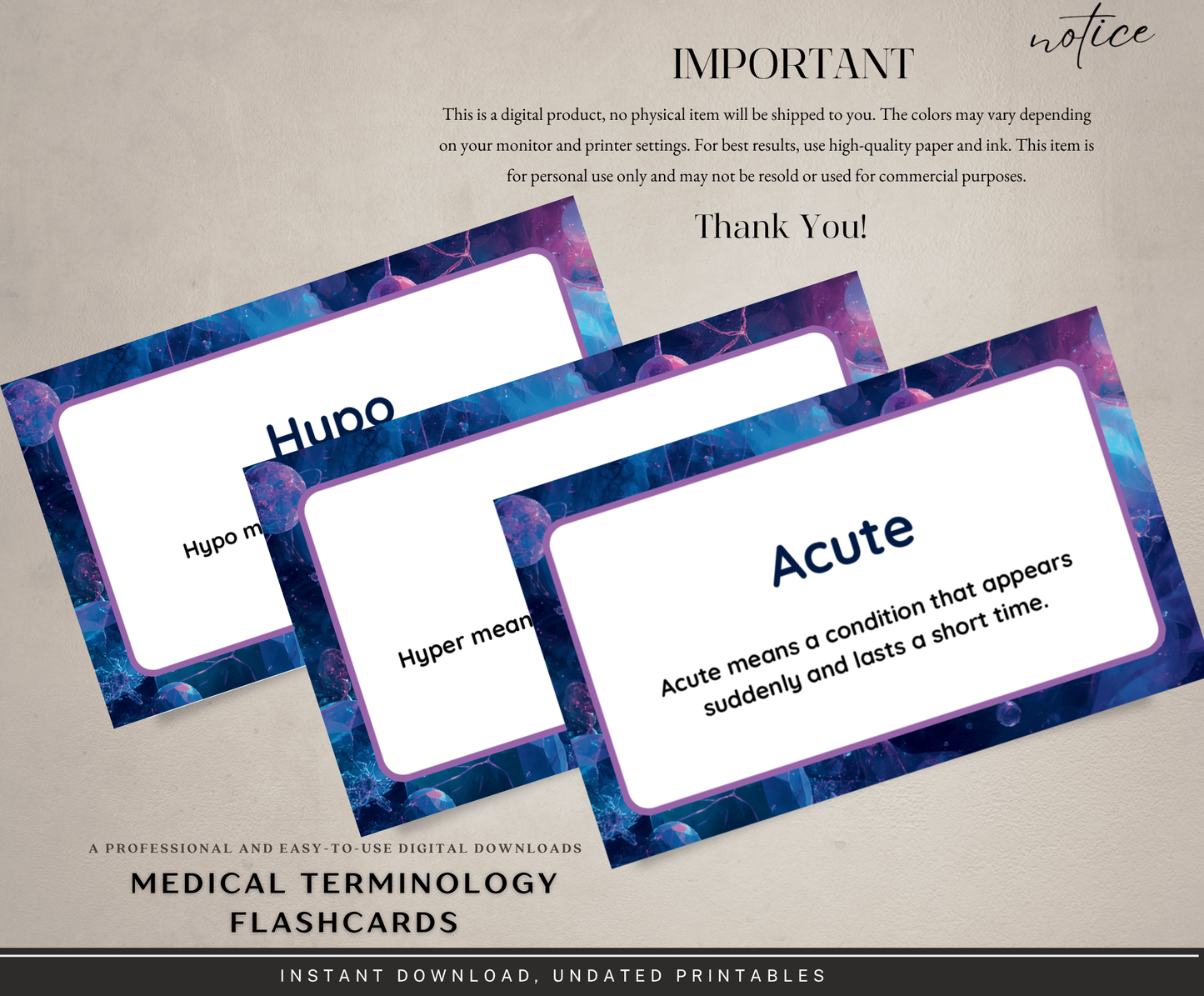 Medical Terminology Flashcards | Printable Study Cards PDF for Nursing & Healthcare Students