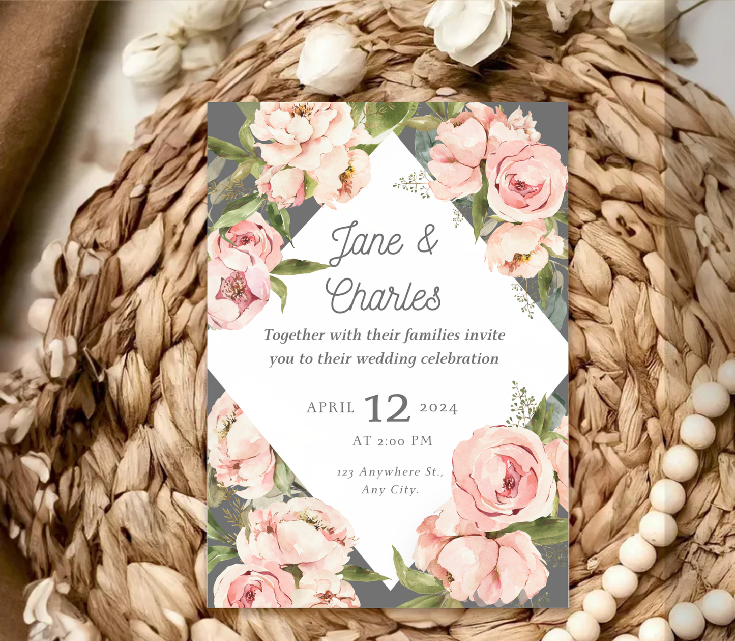 Wedding Invitation Template | Editable Canva Wedding Invite Design Printable & Digital