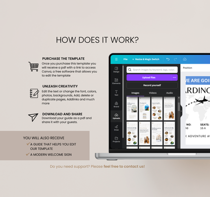 London Boarding Pass & Ticket Template | Editable Canva Travel Ticket Invitation & Party Invite