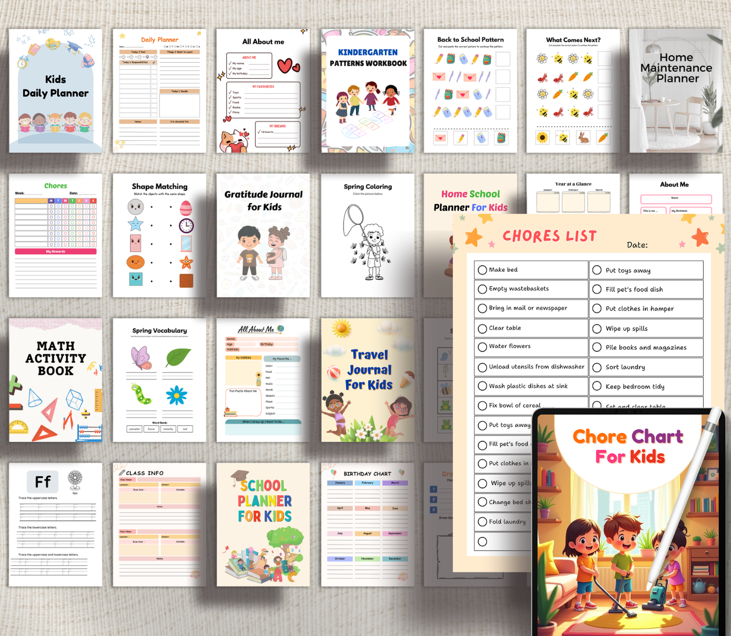 Kids Activity PLR Bundle | Editable Canva Printable Worksheets, Games & Learning Activities for Kids
