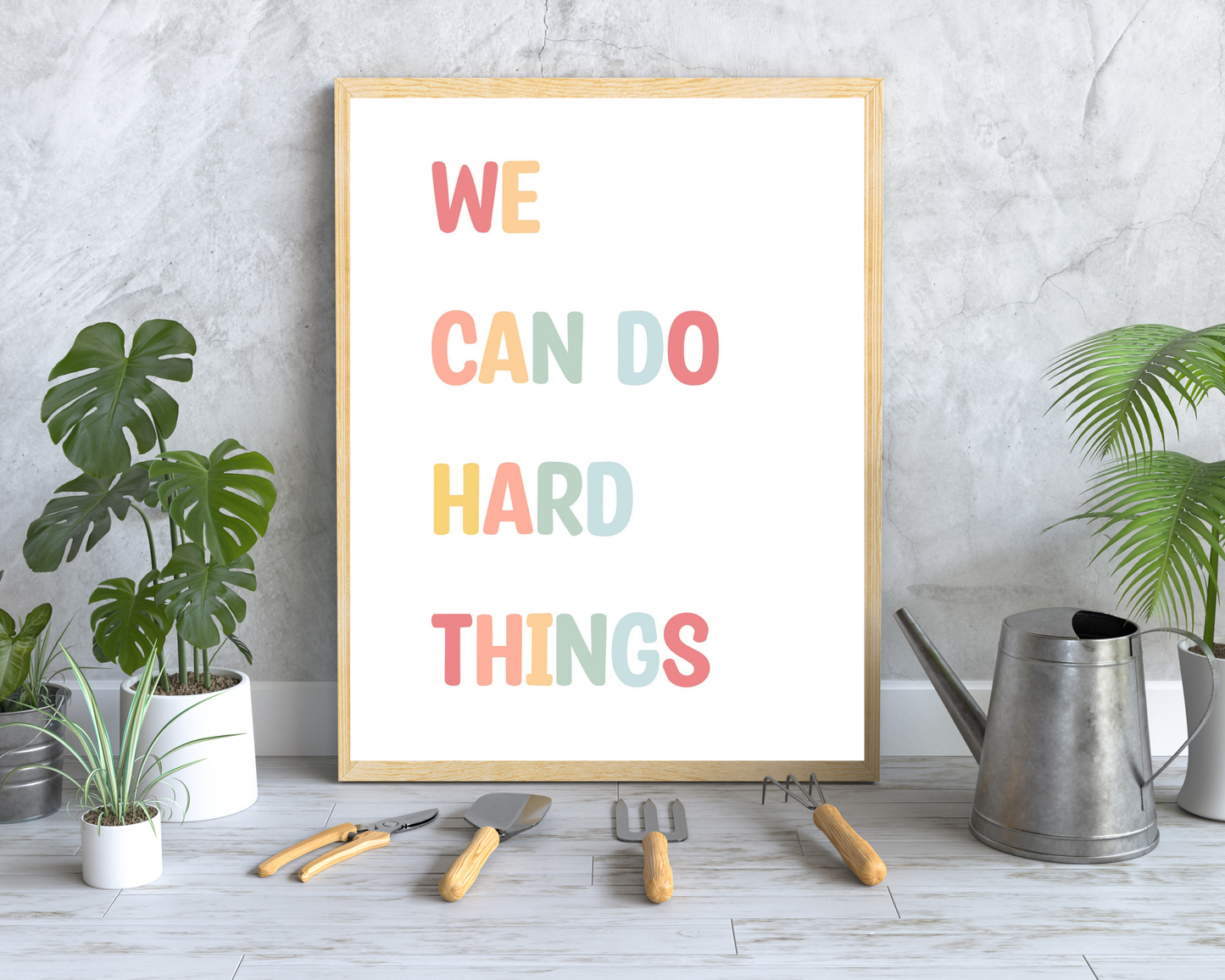 We Can Do Hard Things Wall Art | Motivational Quote Poster, Inspirational Mindset Decor, Printable Empowerment Wall Art