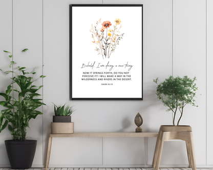 Christian Floral Wall Art Set of 3 | Bible Verse Printable, Feminine Scripture Decor, Boho Neutral Faith Home Wall Prints